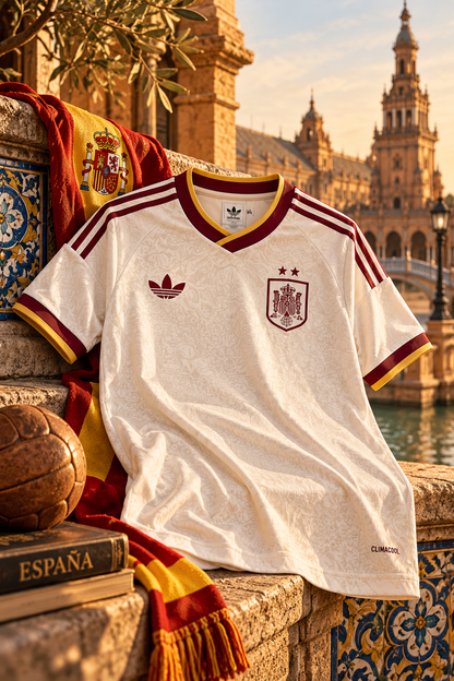Spain Inspired Away Jersey – Cream & Burgundy World Cup