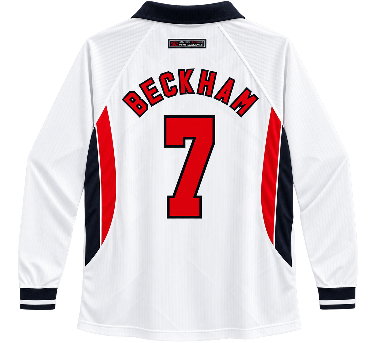 England 1998 Retro Jersey – Beckham #7 | Long Sleeve