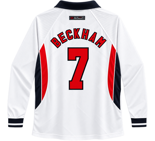 England 1998 Retro Jersey – Beckham #7 | Long Sleeve