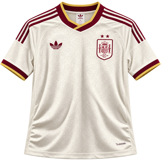 Spain Inspired Away Jersey – Cream & Burgundy World Cup