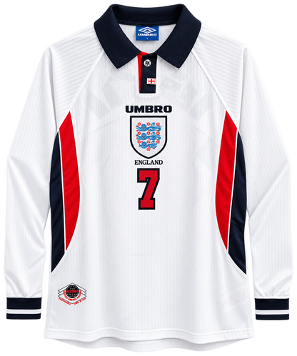 England 1998 Retro Jersey – Beckham #7 | Long Sleeve