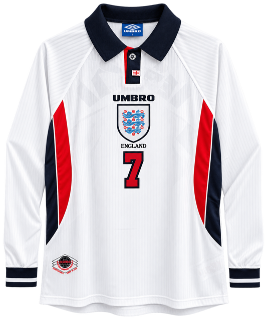 England 1998 Retro Jersey – Beckham #7 | Long Sleeve